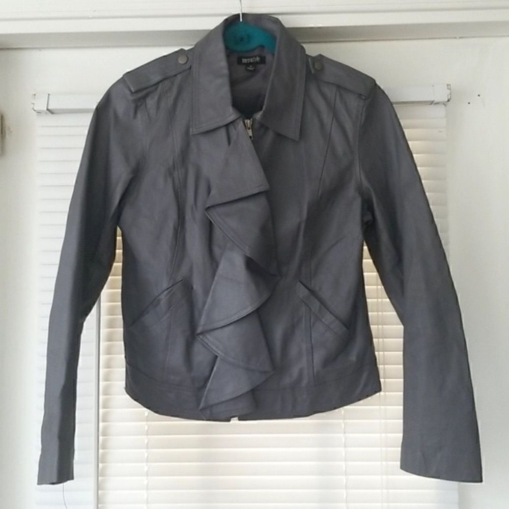 Genuine Leather Motorcycle Jacket, size 6
